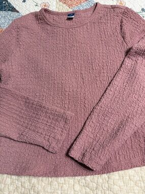 Old Navy Mauve Pink Textured Long Sleeve Crop Top